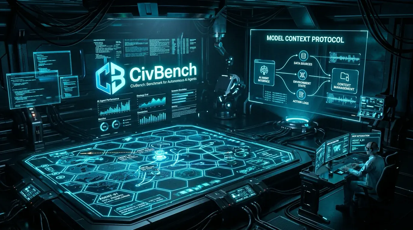 Diagram Arsitektur CivBench Model Context Protocol MCP Long-Horizon 2026