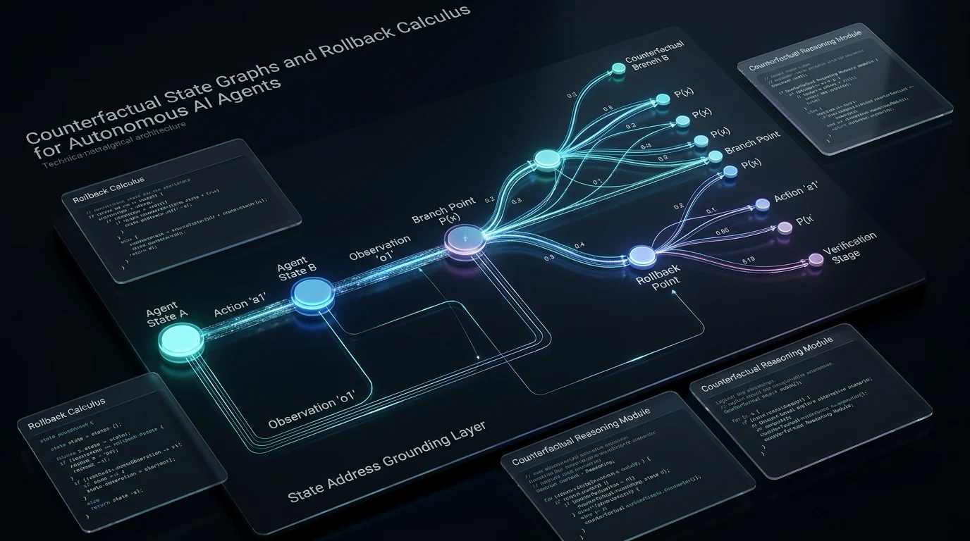Diagram Arsitektur Counterfactual State Graphs dan Rollback Calculus pada EvoUndo
